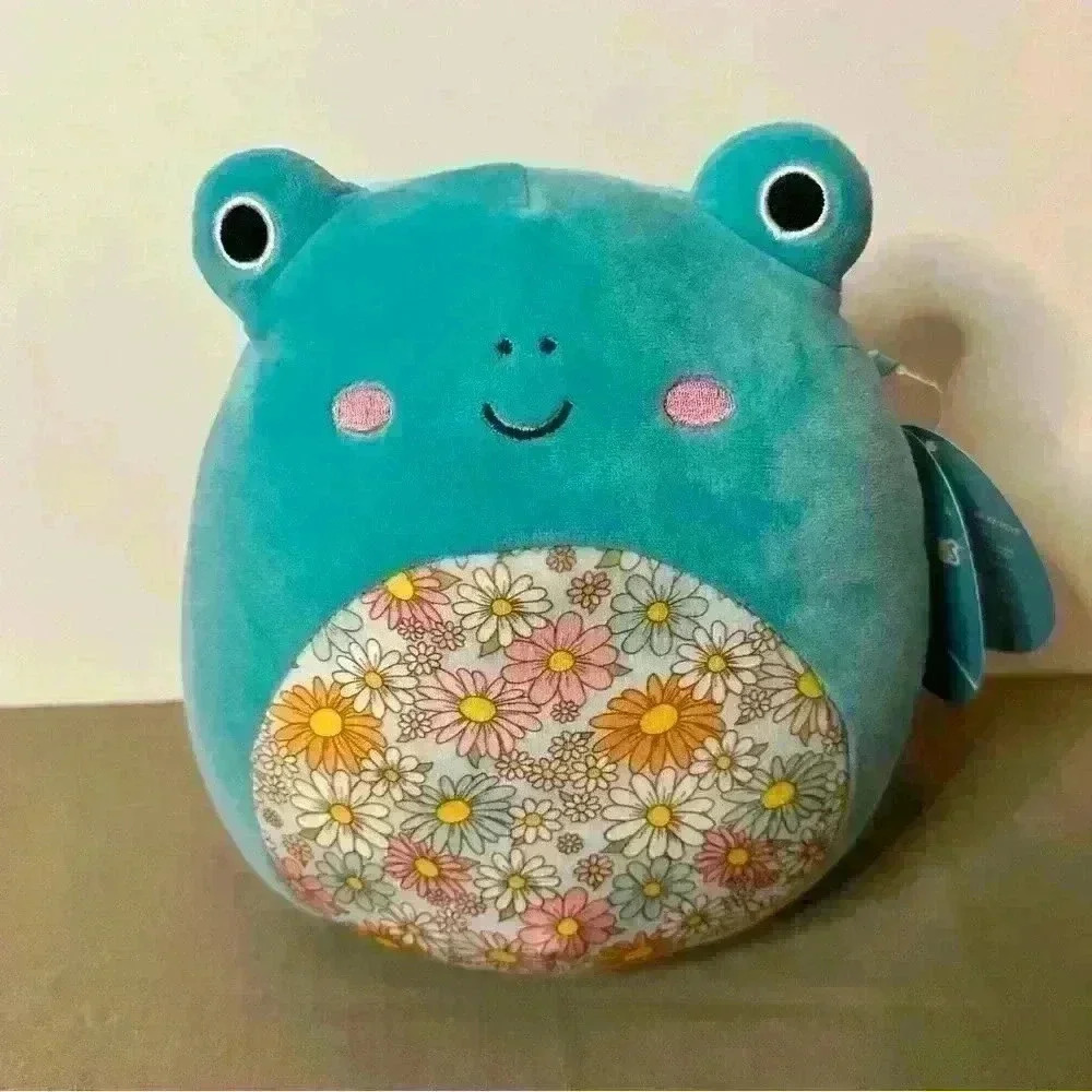 Squishmallows Robert Frog Floral Belly Plush Kellytoy Green 8”
